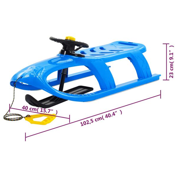 vidaXL Έλκηθρο με Μπλε Τροχό 102,5 x 40 x 23 εκ. από Πολυπροπυλένιο
