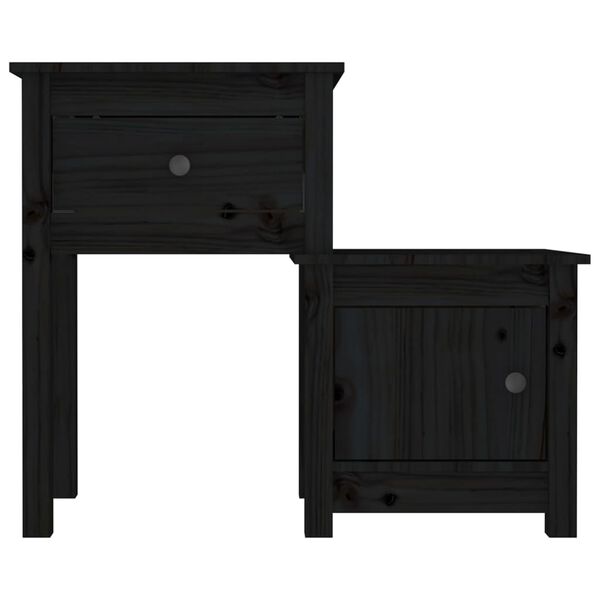 vidaXL Κομοδίνο Μαύρο 79,5 x 38 x 65,5 εκ. από Μασίφ Ξύλο Πεύκου