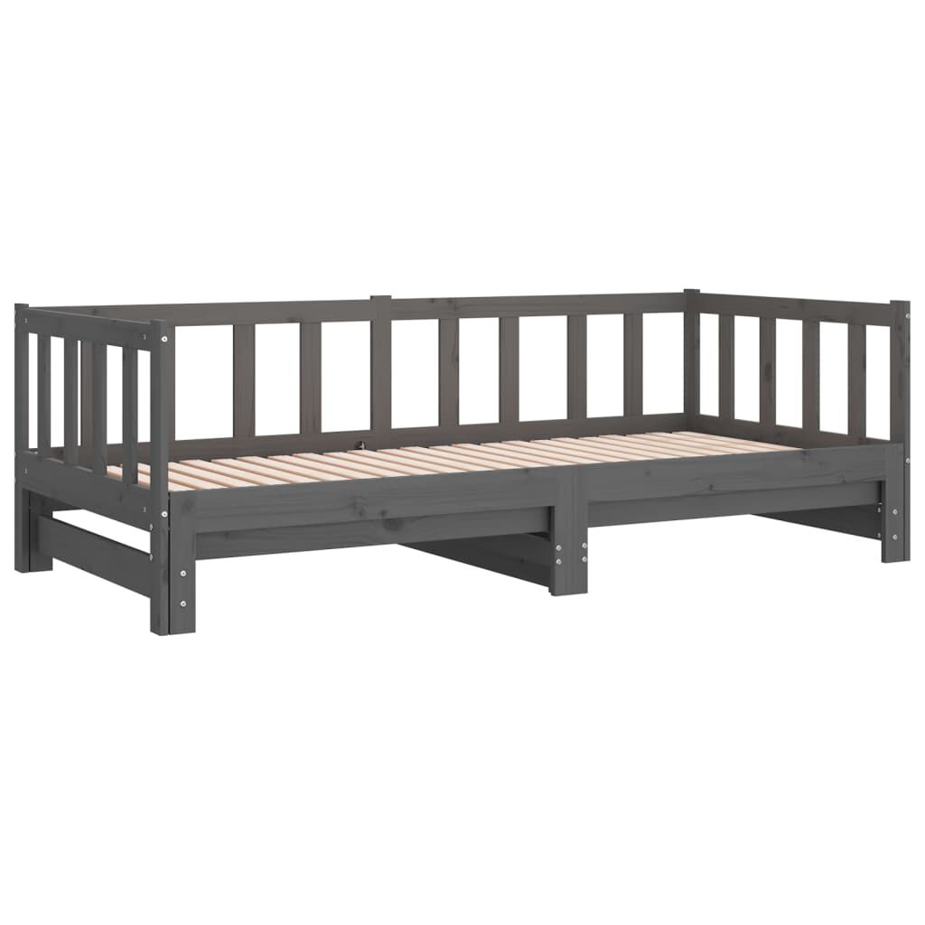 vidaXL Καναπές Κρεβάτι Γκρι 2 x (90 x 200) εκ. από Μασίφ Ξύλο Πεύκου
