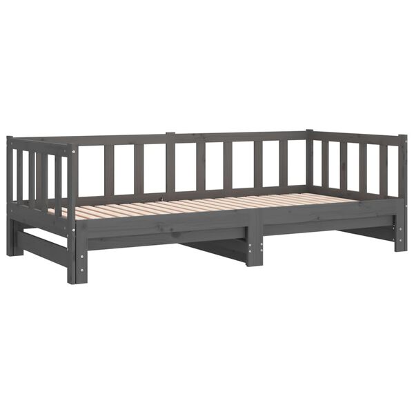 vidaXL Καναπές Κρεβάτι Γκρι 2 x (90 x 200) εκ. από Μασίφ Ξύλο Πεύκου