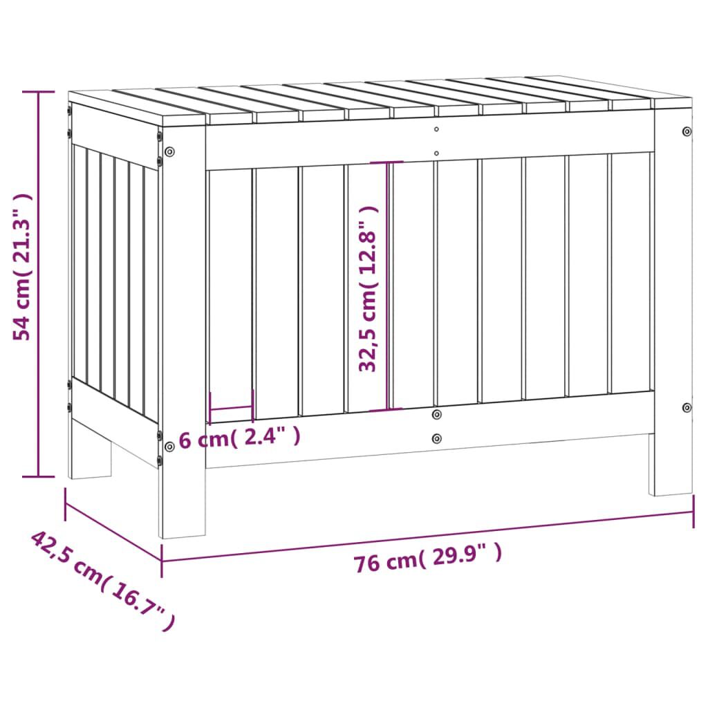 vidaXL Κουτί Αποθήκευσης Κήπου Λευκό 76x42,5x54 εκ. Μασίφ Ξύλο Πεύκου
