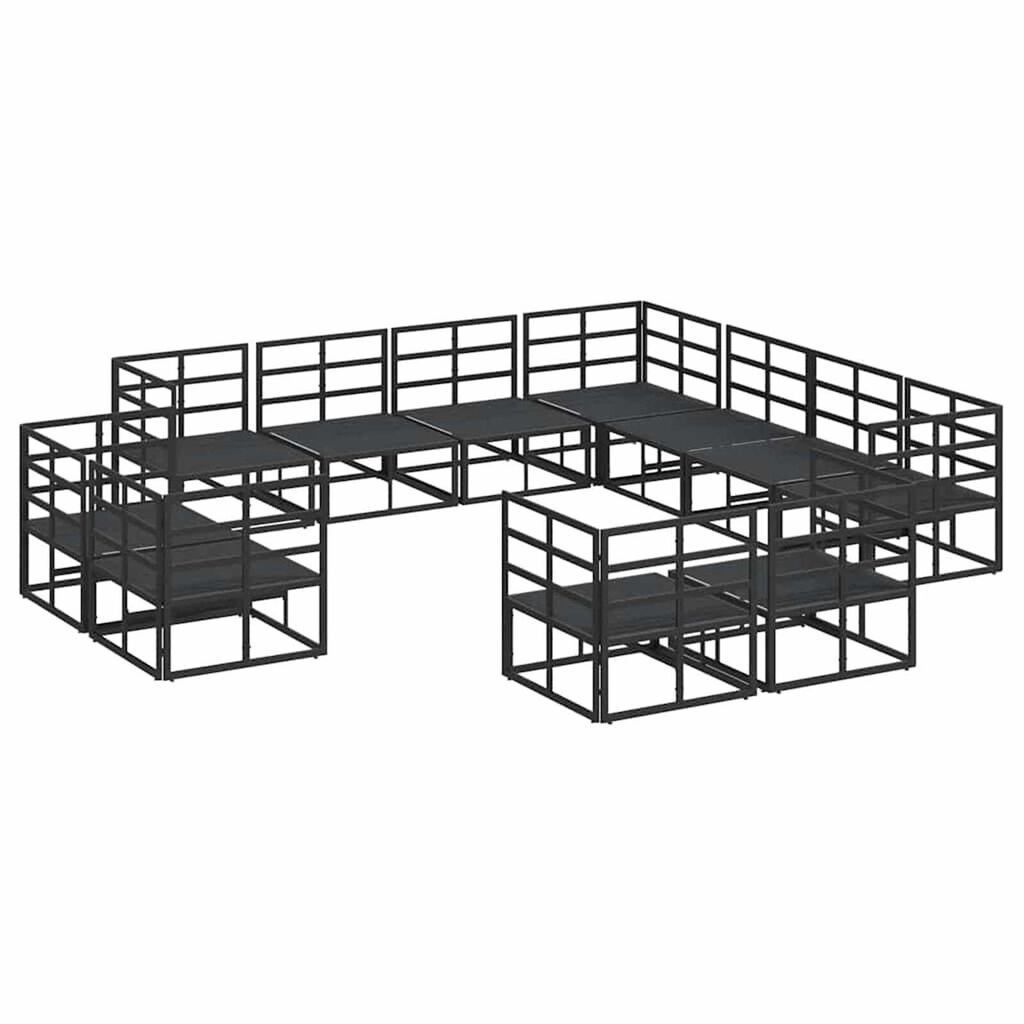 vidaXL Σετ Καναπέ Κήπου με μαξιλάρι 11 pcs Μαύρο Αλουμίνιο