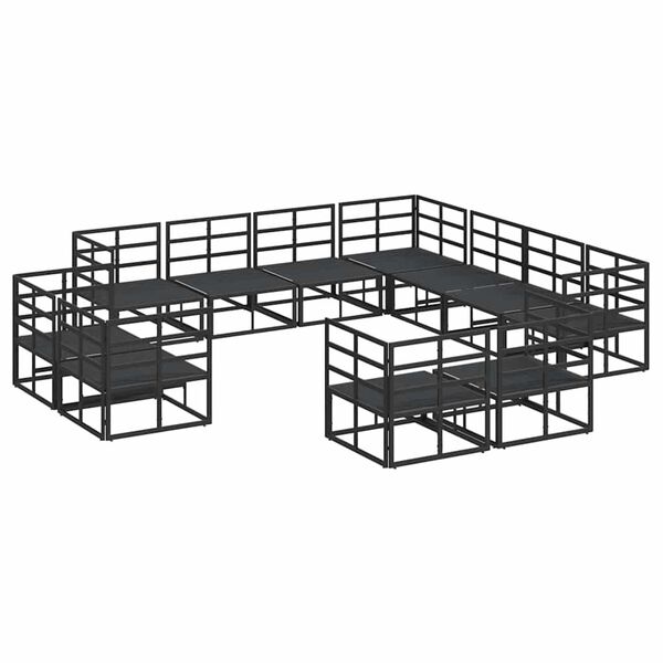 vidaXL Σετ Καναπέ Κήπου με μαξιλάρι 11 pcs Μαύρο Αλουμίνιο