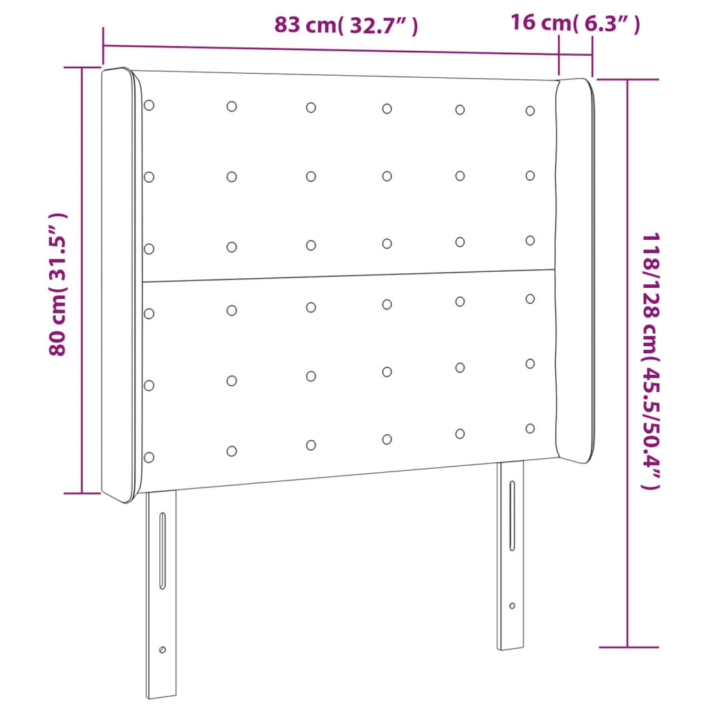 vidaXL Κεφαλάρι Κρεβατιού LED Σκούρο Γκρι 83x16x118/128εκ. Βελούδινο