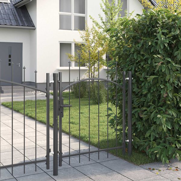 vidaXL Πύλη Κήπου με κλειδαριά Γκρι 100 x 125 cm 125 x 100 εκ Ατσάλι