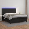 vidaXL Κρεβάτι Boxspring με Στρώμα & LED Μαύρο 160x200 εκ. Συνθ. Δέρμα