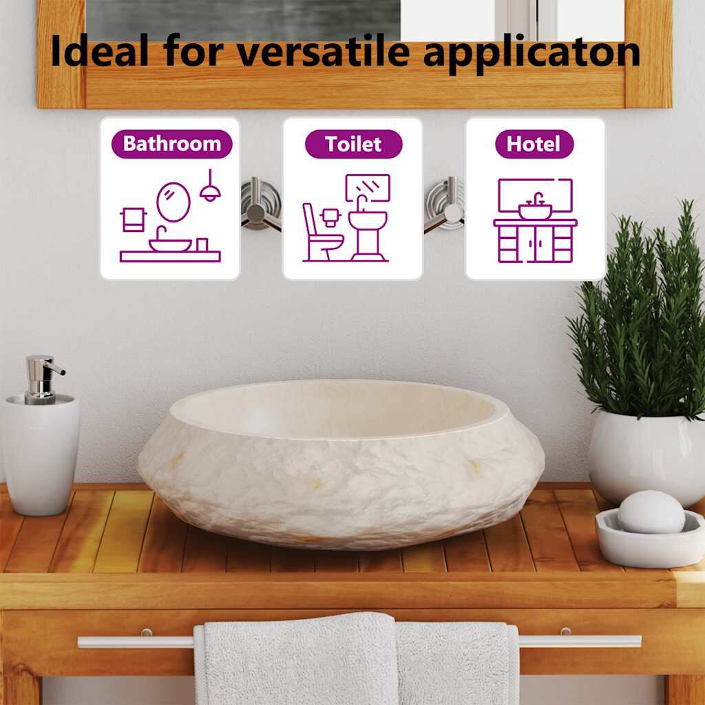 vidaXL Νιπτήρας Κρεμ 40 x 12 εκ. Μαρμάρινος
