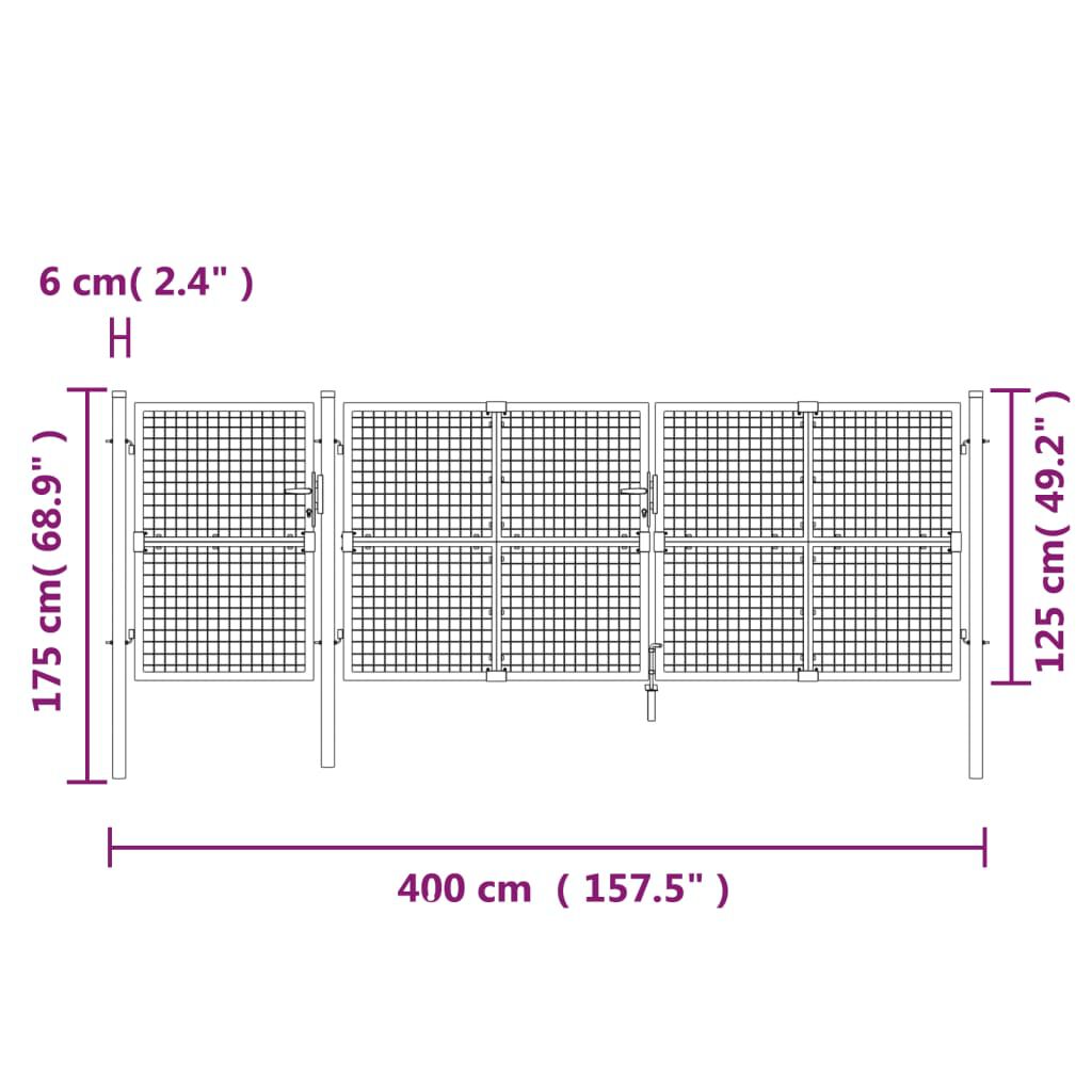 vidaXL Πόρτα Περίφραξης με Πλέγμα Πράσινη 400 x 175 εκ. Γαλβαν. Ατσάλι