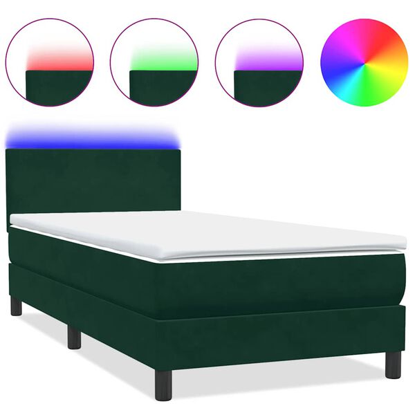 vidaXL &Kappa;&rho;&epsilon;&beta;ά&tau;&iota; Boxspring &mu;&epsilon; &Sigma;&tau;&rho;ώ&mu;&alpha; & LED &sigma;&kappa;&omicron;ύ&rho;&omicron; &pi;&rho;ά&sigma;&iota;&nu;&omicron; 90x220 cm Velvet