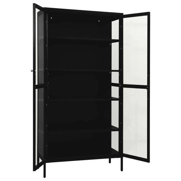 vidaXL Ντουλάπα Βιτρίνας Μαύρη 90 x 40 x 180 εκ. Ατσάλι / Ψημένο Γυαλί