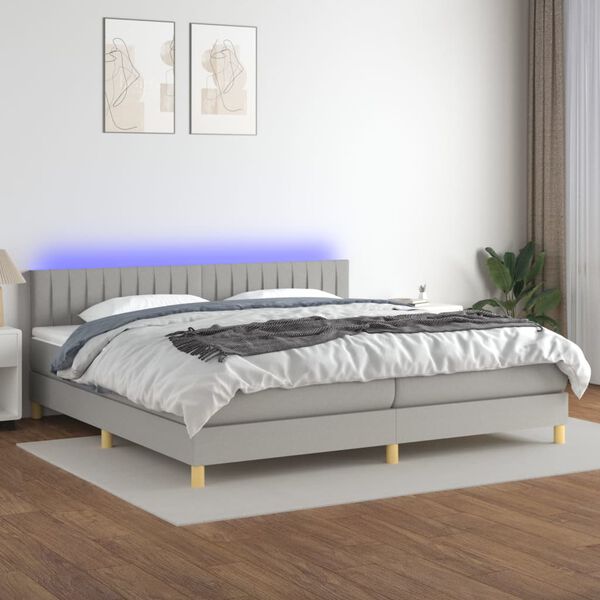 vidaXL &Kappa;&rho;&epsilon;&beta;ά&tau;&iota; Boxspring &mu;&epsilon; &Sigma;&tau;&rho;ώ&mu;&alpha; & LED &Alpha;&nu;.&Gamma;&kappa;&rho;&iota; 200x200&epsilon;&kappa;. &Upsilon;&phi;&alpha;&sigma;&mu;ά&tau;&iota;&nu;&omicron;