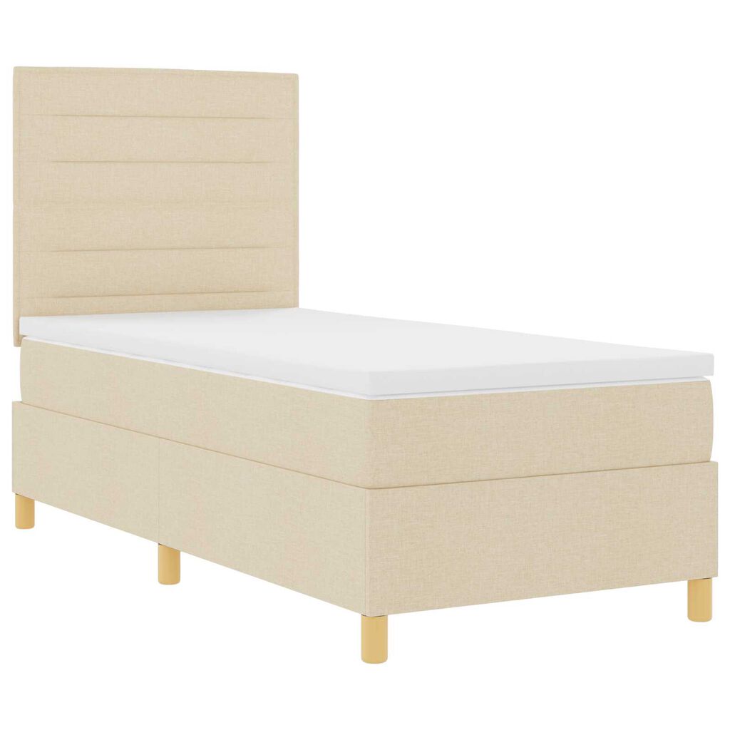 vidaXL Κρεβάτι Κιβωτού με Στρώμα Κρεμ 90x200 cm Ύφασμα
