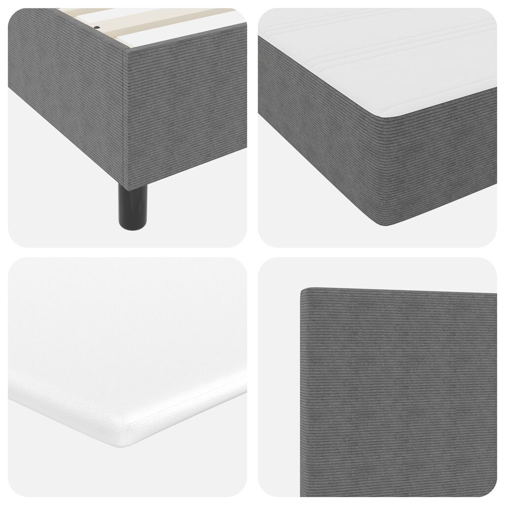 vidaXL Κρεβάτι Box Spring με Στρώμα & LED Ανοιχτό Γκρι 120x200 εκ Ραβδωτού ύφασματος
