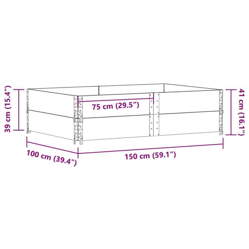vidaXL Κολάρα Παλέτας 2 τεμ. Καφέ 150x100 εκ. από Μασίφ Ξύλο Πεύκου