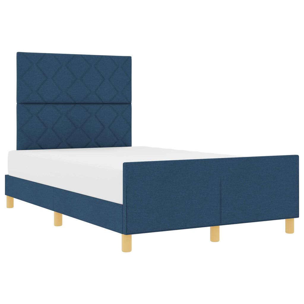 vidaXL Σκελετός Κρεβατιού με κεφαλάρι Μπλε 120 x 200 cm ύφασμα