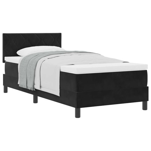 vidaXL Κρεβάτι Box Spring με Στρώμα Μαύρο Μονό Βελούδο