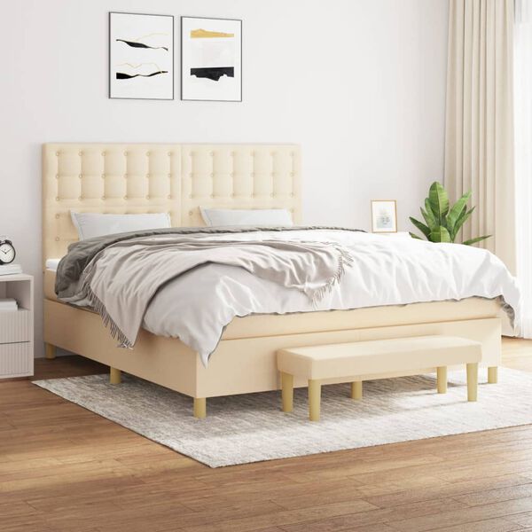 vidaXL &Kappa;&rho;&epsilon;&beta;ά&tau;&iota; Boxspring &mu;&epsilon; &Sigma;&tau;&rho;ώ&mu;&alpha; &Kappa;&rho;&epsilon;&mu; 160x200 &epsilon;&kappa;. &Upsilon;&phi;&alpha;&sigma;&mu;ά&tau;&iota;&nu;&omicron;