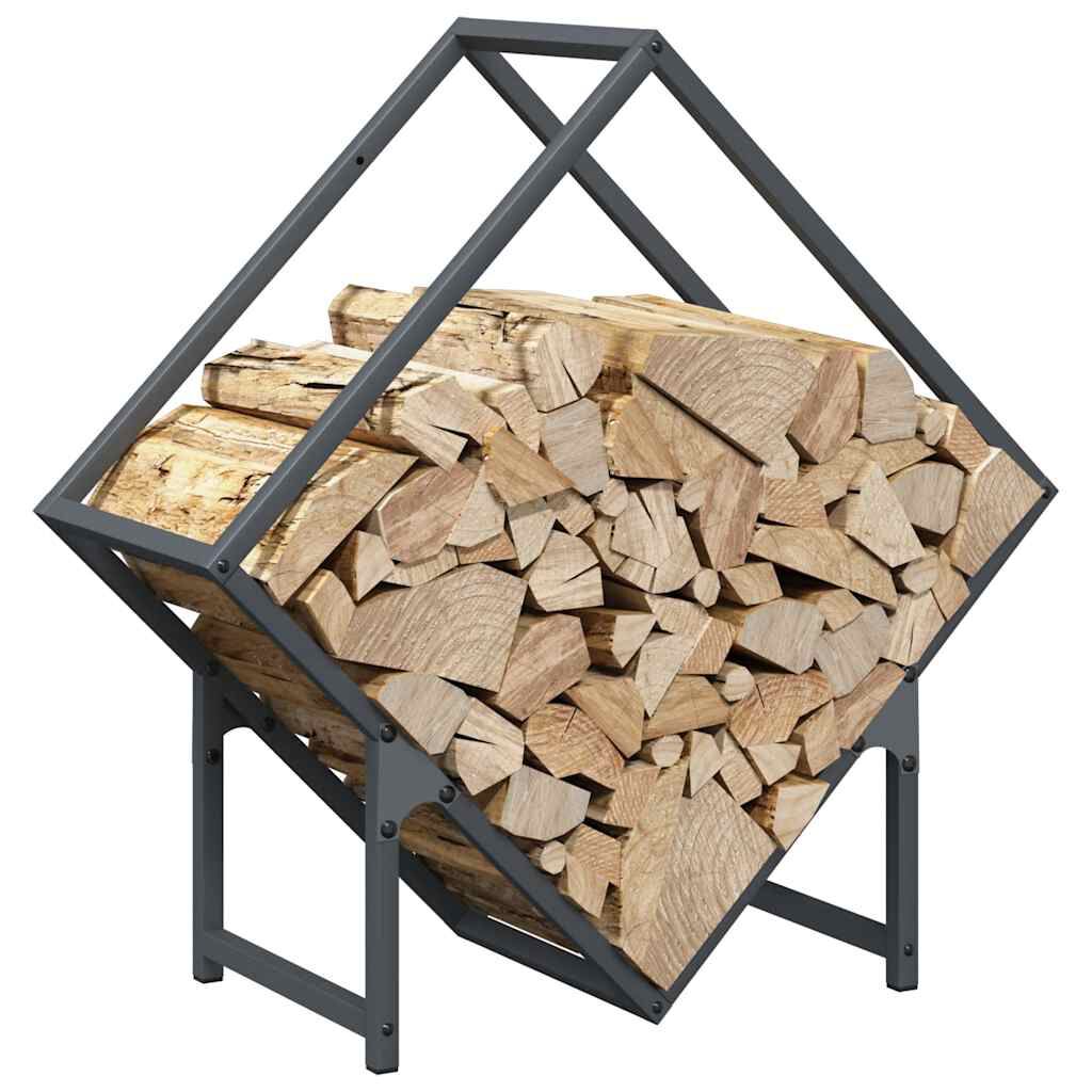 vidaXL Ράφι για καυσόξυλα Ανθρακί 60x25x60 cm Ατσάλι ψυχρής έλασης