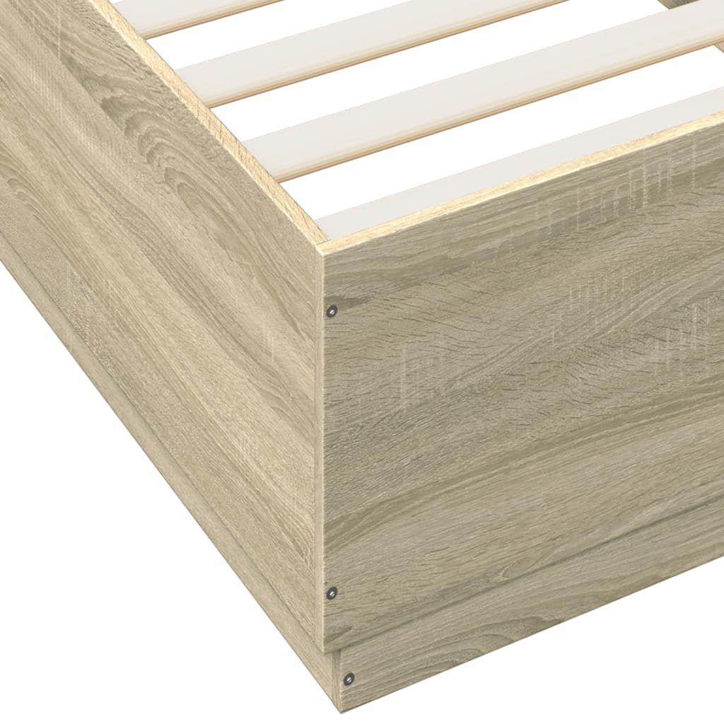 vidaXL Πλαίσιο Κρεβατιού με LED Sonoma Δρυς 100x200 εκ. Επεξεργ. Ξύλο