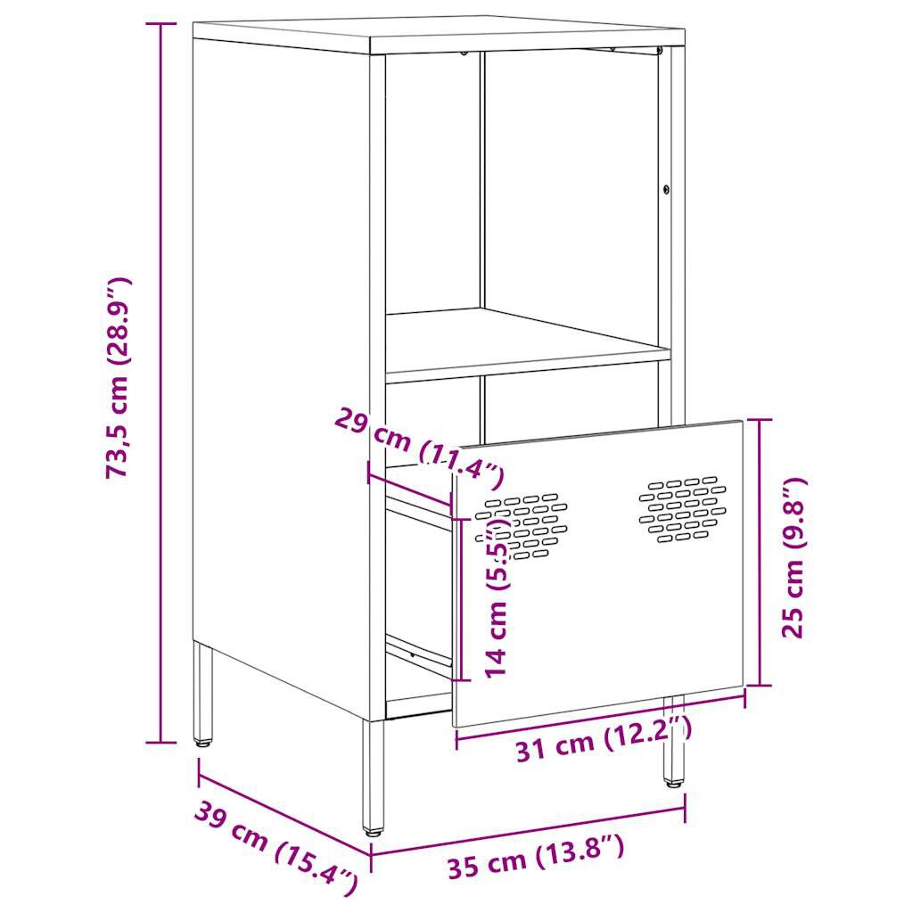 vidaXL Ντουλάπι Λαδί 35x39x73,5 εκ. από Χάλυβα Ψυχρής Έλασης