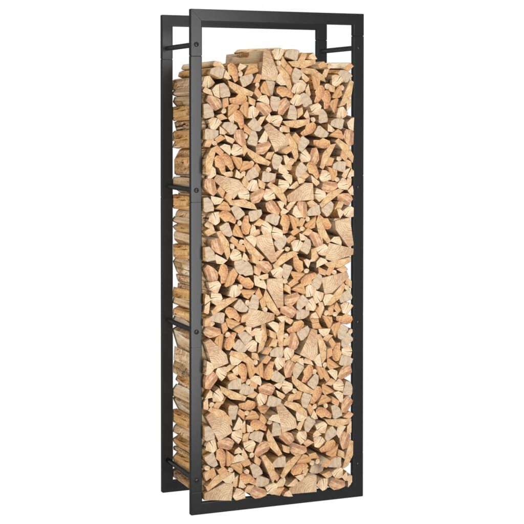 vidaXL Ραφιέρα Καυσόξυλων Ματ Μαύρο 50x28x132 εκ. Ατσάλι