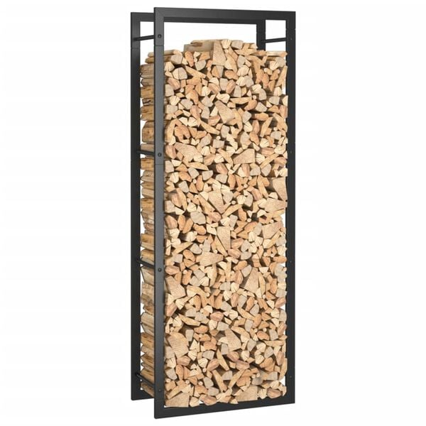 vidaXL Ραφιέρα Καυσόξυλων Ματ Μαύρο 50x28x132 εκ. Ατσάλι