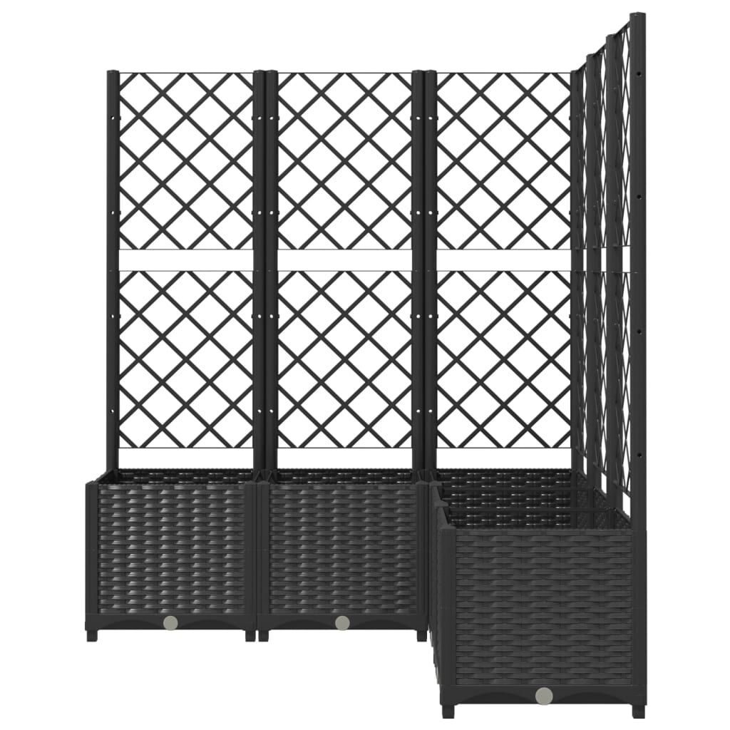 vidaXL Ζαρντινιέρα Κήπου με Καφασωτό Μαύρο 120 x 120 x 136 εκ. από PP