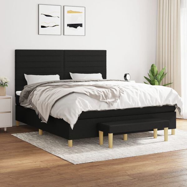 vidaXL &Kappa;&rho;&epsilon;&beta;ά&tau;&iota; Boxspring &mu;&epsilon; &Sigma;&tau;&rho;ώ&mu;&alpha; &Mu;&alpha;ύ&rho;&omicron; 180x200 &epsilon;&kappa;. &Upsilon;&phi;&alpha;&sigma;&mu;ά&tau;&iota;&nu;&omicron;