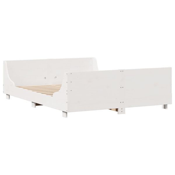 vidaXL Σκελετός Κρεβ. Χωρίς Στρώμα Λευκό 135x190 εκ Μασίφ Πεύκο