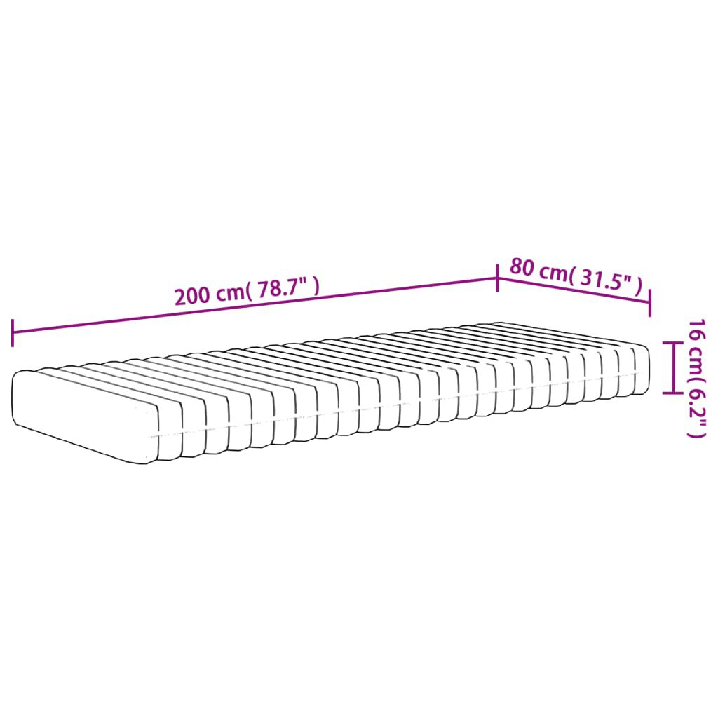 vidaXL Στρώμα Αφρού Medium Soft 80x200 εκ.
