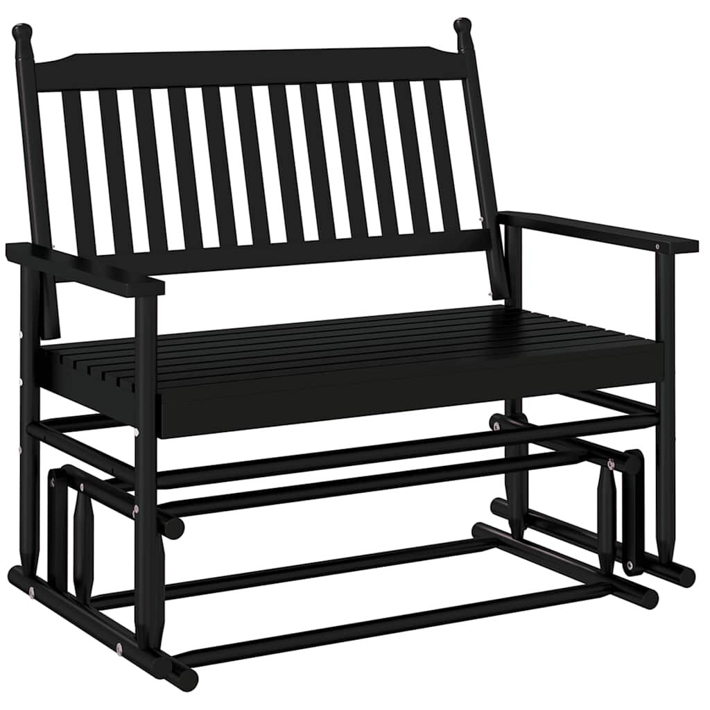 vidaXL Παγκάκι Κουνιστό Μαύρο 118x70x104,5εκ. Μασίφ Ξύλο Λεύκας