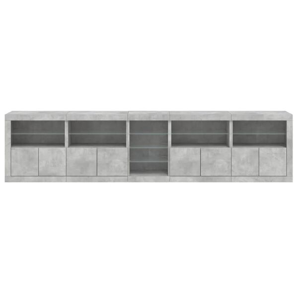 vidaXL Μπουφές με LED Γκρι Σκυροδέματος 283 x 37 x 67 εκ.