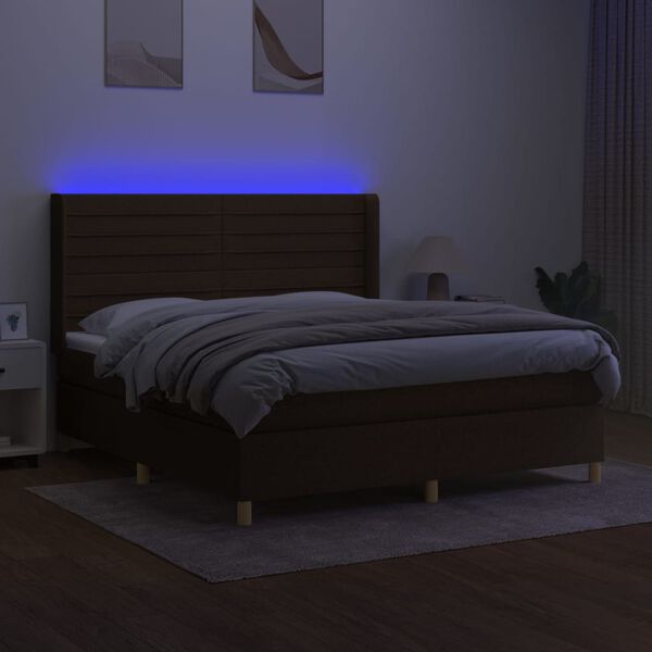 vidaXL &Kappa;&rho;&epsilon;&beta;ά&tau;&iota; Boxspring &mu;&epsilon; &Sigma;&tau;&rho;ώ&mu;&alpha; & LED &Sigma;&kappa;.&Kappa;&alpha;&phi;έ 160x200&epsilon;&kappa;. &Upsilon;&phi;&alpha;&sigma;&mu;ά&tau;&iota;&nu;&omicron;