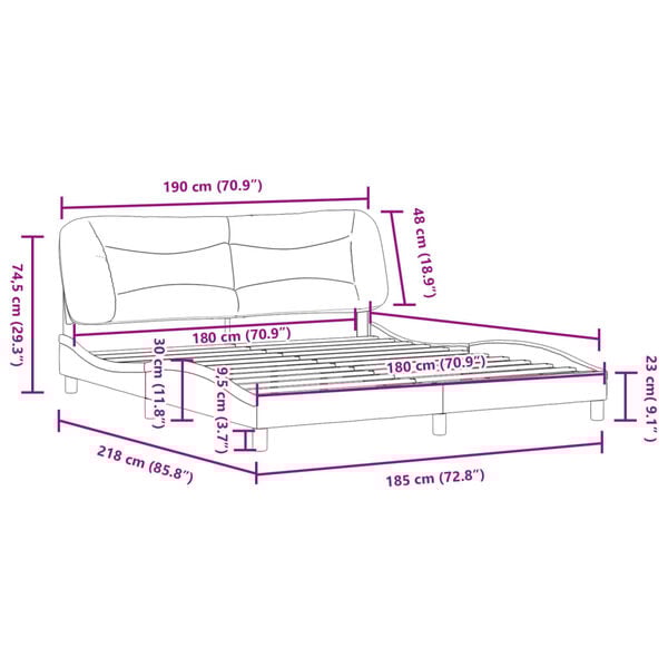 vidaXL Πλαίσιο Κρεβατιού με Κεφαλάρι Καφέ 180x200 εκ. Συνθετικό Δέρμα