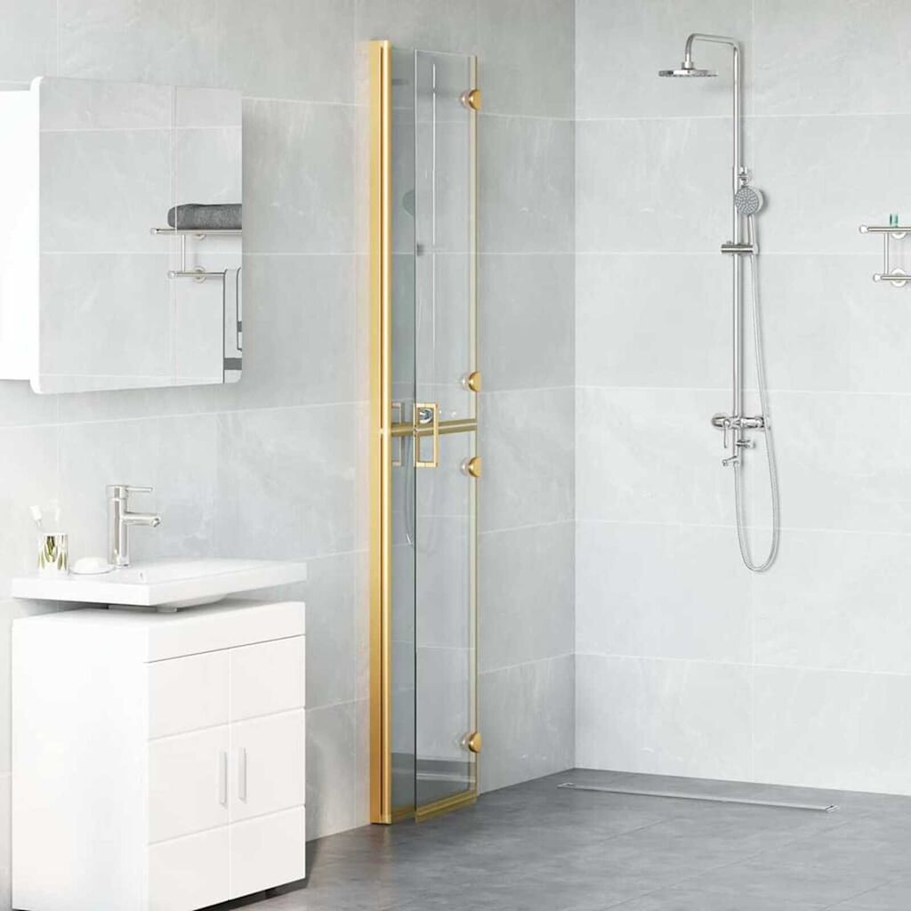vidaXL Τοίχος ντους Walk-in Άλλο Χρυσό και διαφανές 80 x 190 cm