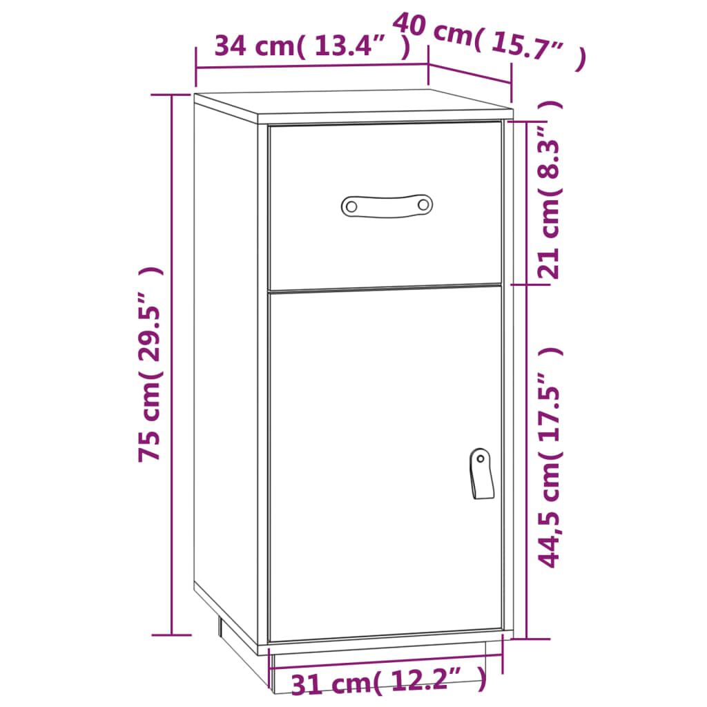 vidaXL Μπουφές Καφέ Μελί 34x40x75 εκ. από Μασίφ Ξύλο Πεύκου