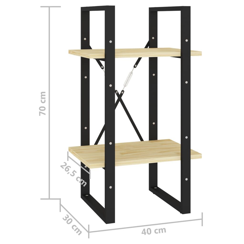 vidaXL Βιβλιοθήκη με 2 Ράφια Καφέ 40x30x70 εκ. από Μασίφ Ξύλο Πεύκου