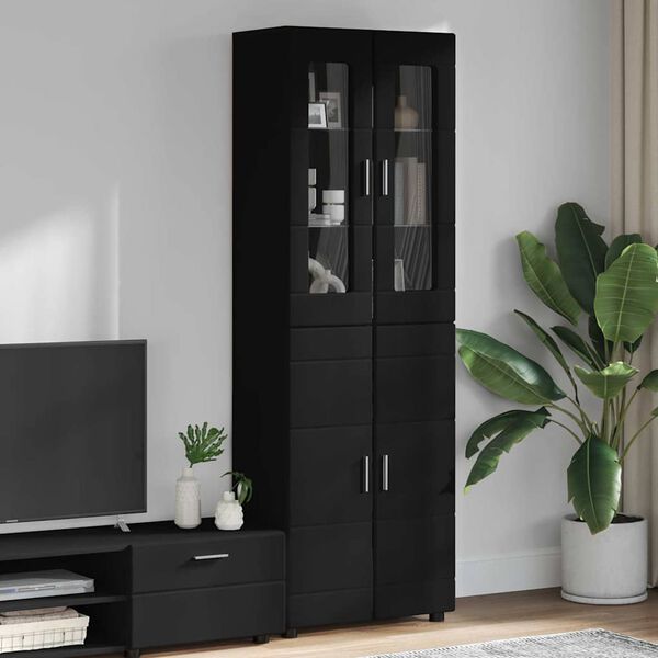 vidaXL Highboard &mu;&epsilon; &rho;ά&phi;&iota; &Mu;&alpha;ύ&rho;&omicron; 60 x 35 x 182 &epsilon;&kappa;. &Epsilon;&pi;&epsilon;&xi;&epsilon;&rho;&gamma;&alpha;&sigma;&mu;έ&nu;&omicron; &xi;ύ&lambda;&omicron;
