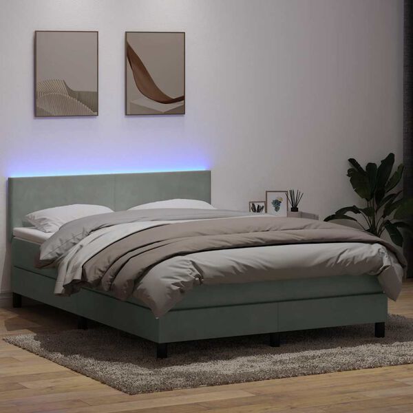 vidaXL &Kappa;&rho;&epsilon;&beta;ά&tau;&iota; Boxspring &mu;&epsilon; &Sigma;&tau;&rho;ώ&mu;&alpha; & LED &Alpha;&nu;&omicron;&iota;&chi;&tau;ό &Gamma;&kappa;&rho;&iota; 160x210 &epsilon;&kappa;. &Beta;&epsilon;&lambda;&omicron;ύ&delta;&iota;&nu;&omicron;