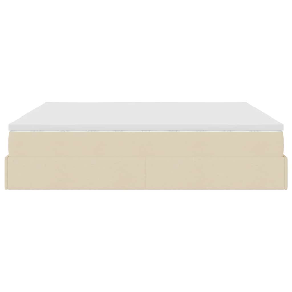 vidaXL Οθωμανικό Κρεβάτι με Στρώματα Κρέμα 200x200cm Ύφασμα