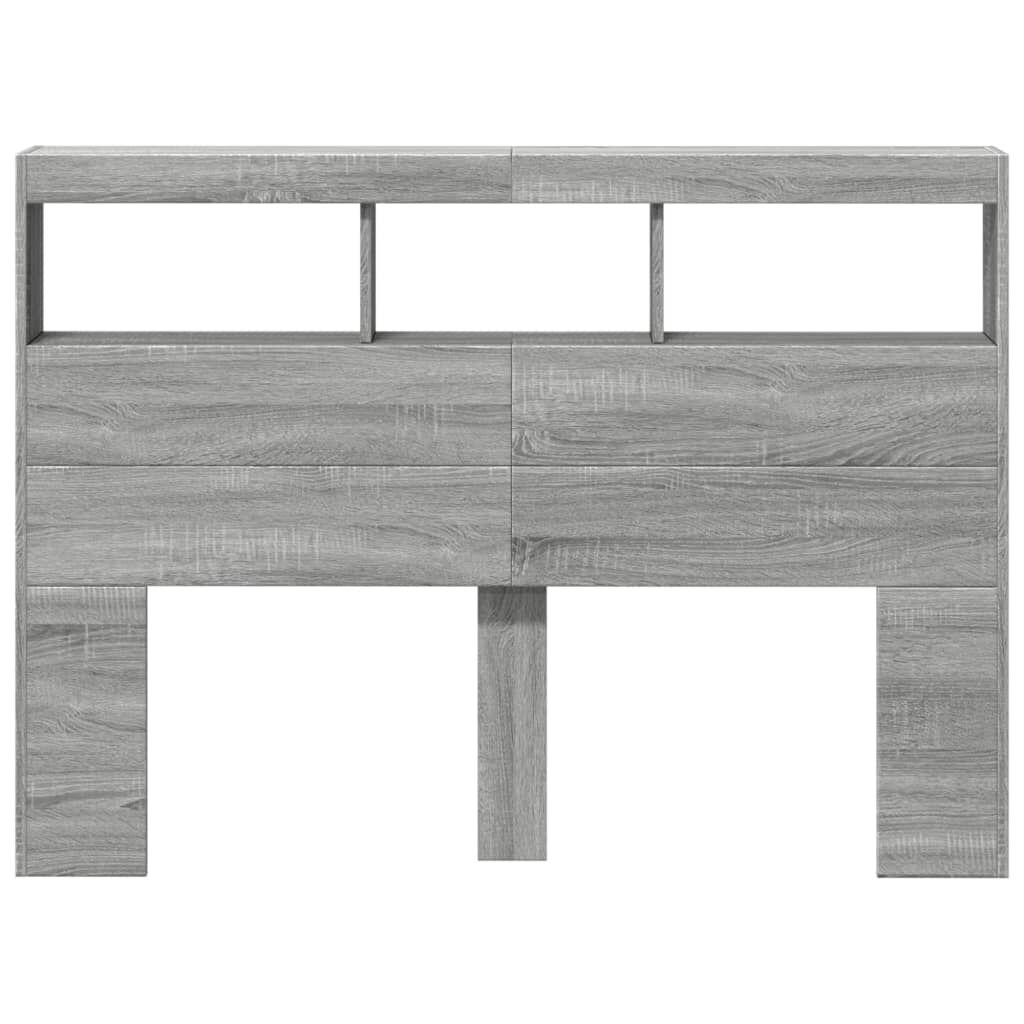 vidaXL Κεφαλάρι με Αποθηκ. Χώρο & LED Γκρι Sonoma 140x17x102 εκ.