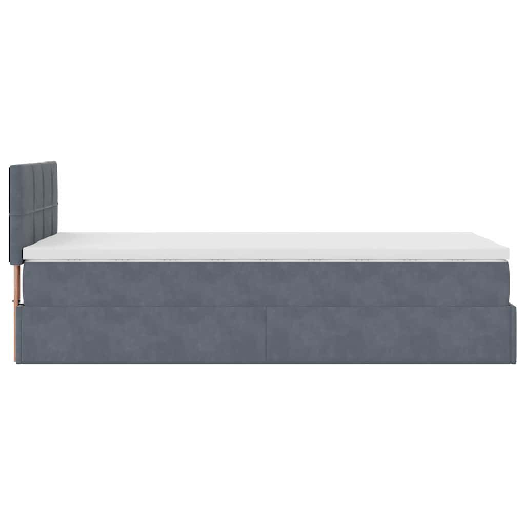vidaXL Οθωμανικό κρεβάτι με στρώμα & LEDs Dark Grey 80x200cm Velvet