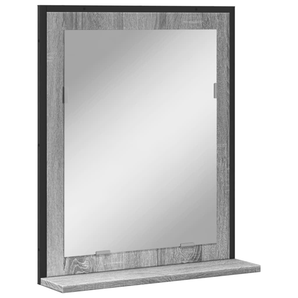 vidaXL Καθρέφτης Μπάνιου με Ράφι Γκρι Sonoma 50x12x60 εκ. Επεξ. Ξύλο