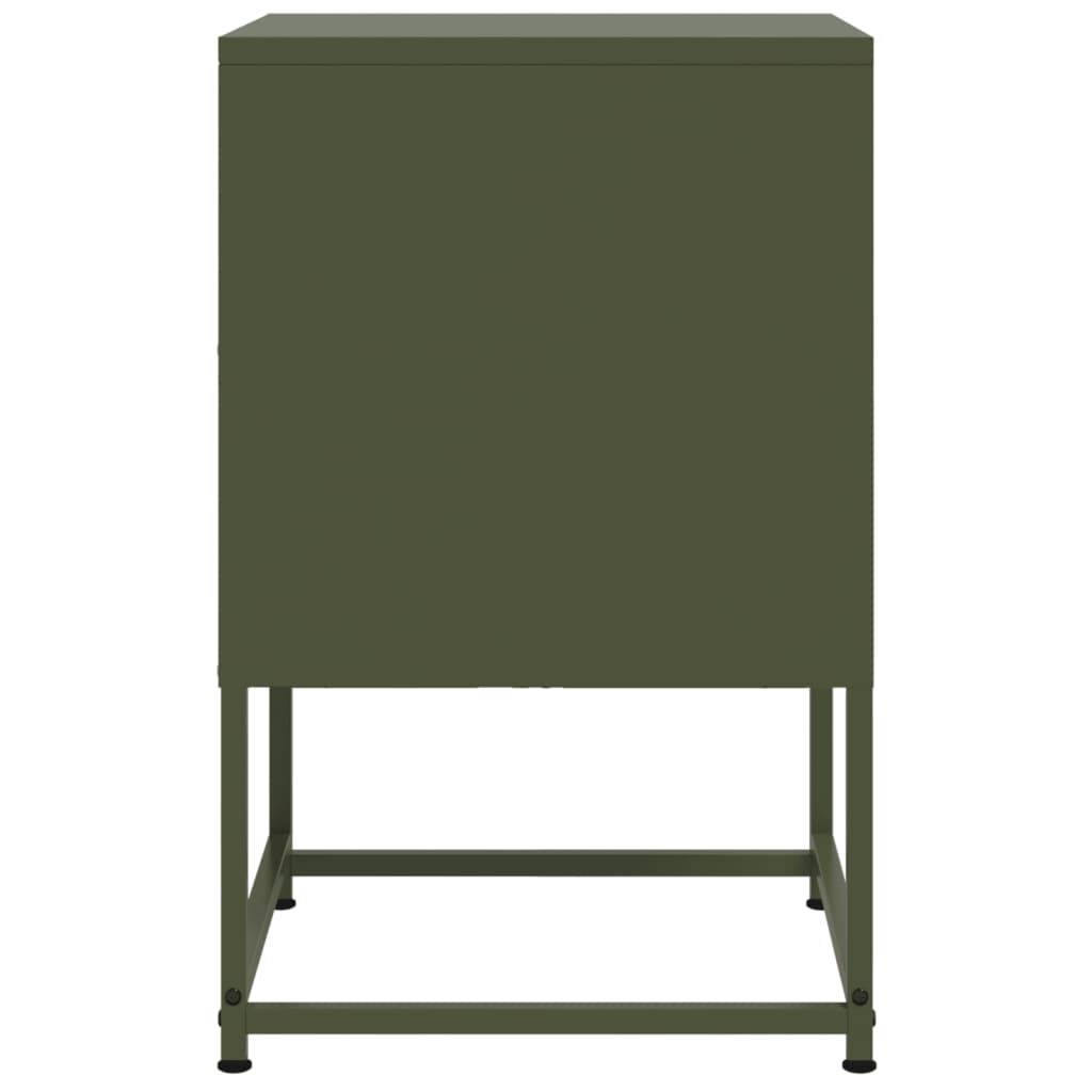 vidaXL Κομοδίνο Πράσινο Λαδί 36x39x60,5 εκ. από Χάλυβα