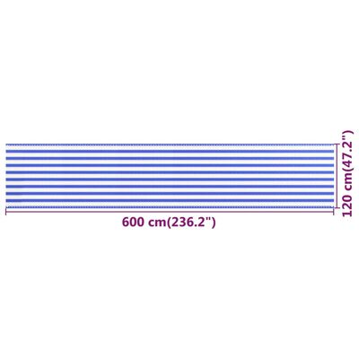 vidaXL Διαχωριστικό Βεράντας Μπλε / Λευκό 120x600 εκ. από HDPE