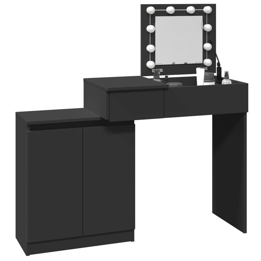 vidaXL Μπουντουάρ με LED Σετ Μαύρο 115x37x110,5 εκ.