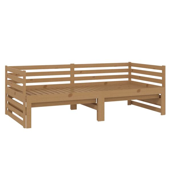 vidaXL Καναπές Κρεβάτι Καφέ Μελί 2 x (90 x 200) εκ από Μασίφ Ξύλο Πεύκου