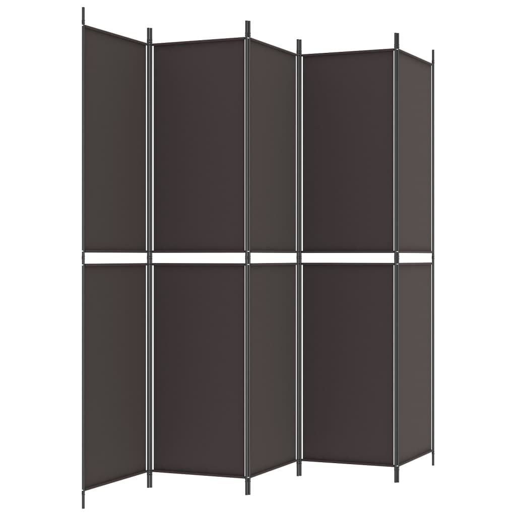 vidaXL Διαχωριστικό Δωματίου με 5 Πάνελ Καφέ 250x220 εκ. από Ύφασμα