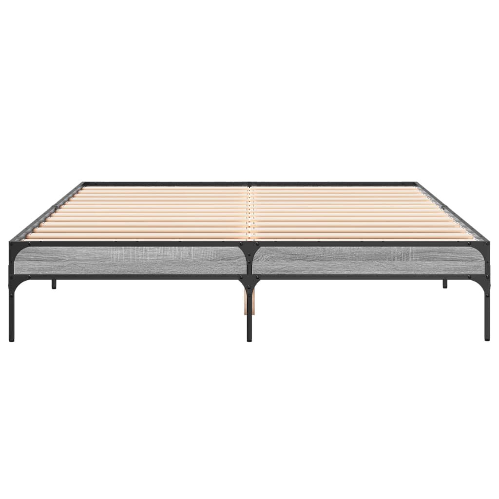 vidaXL Πλαίσιο Κρεβατιού Γκρι Sonoma 160x200 εκ. Επεξ. Ξύλο & Μέταλλο
