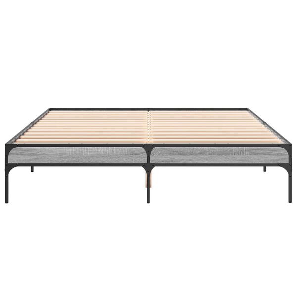 vidaXL Πλαίσιο Κρεβατιού Γκρι Sonoma 160x200 εκ. Επεξ. Ξύλο & Μέταλλο